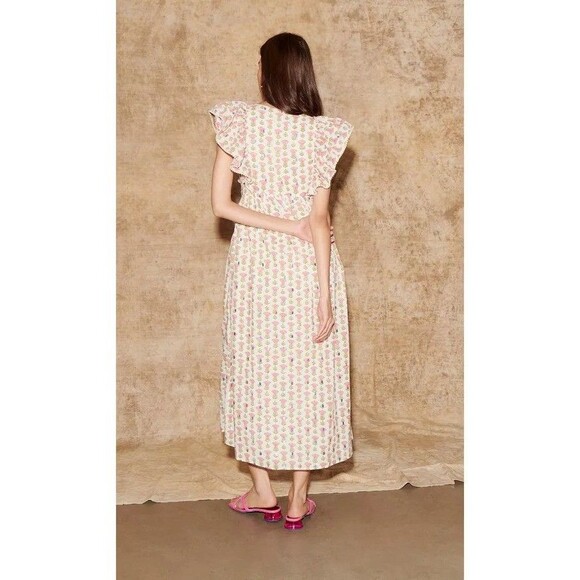 Saylor Anthropologie Floral Darya Maxi Dress Printed Cotton Lace Ruffle S 282025 - Picture 3 of 8